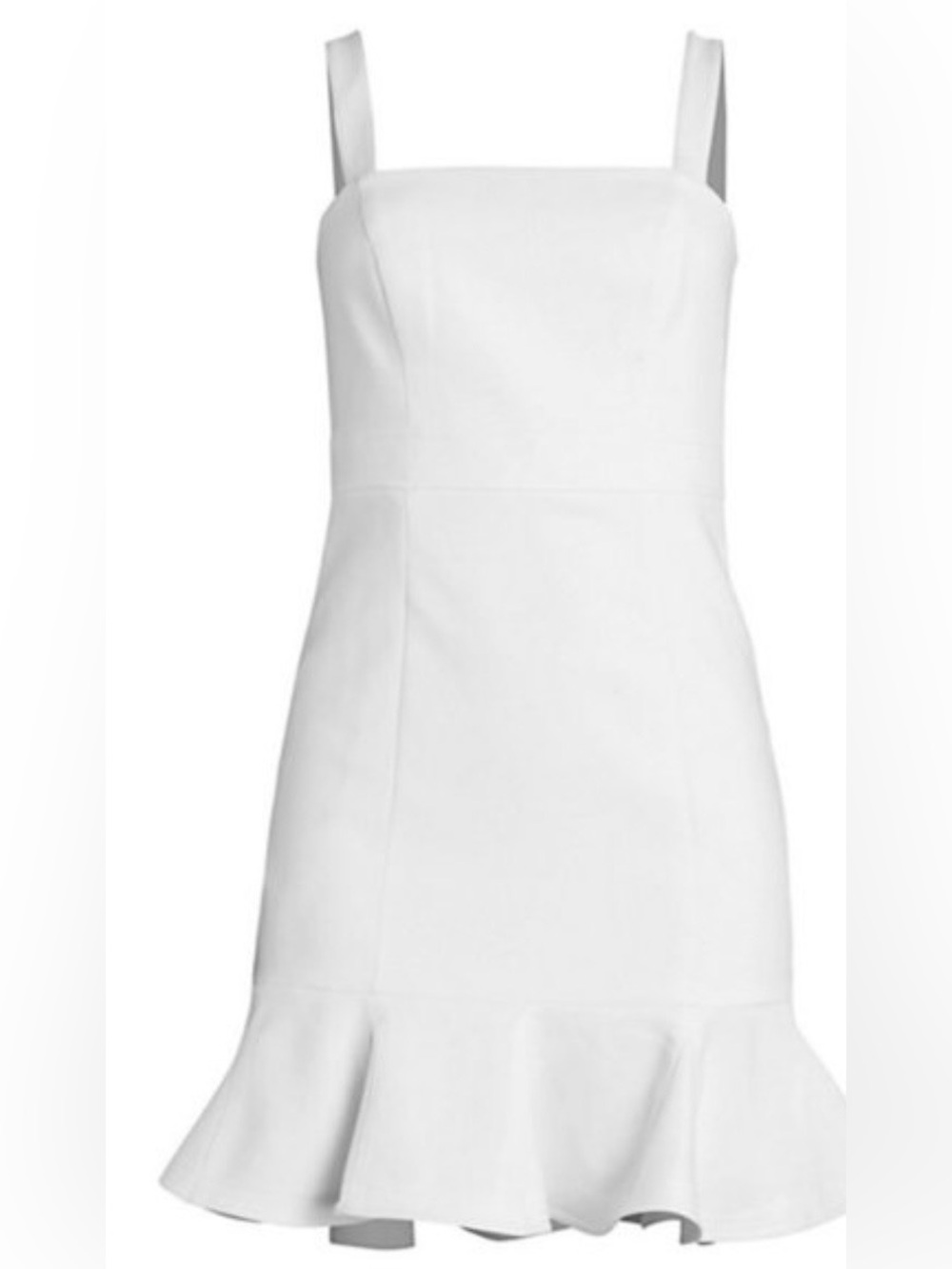 Likely White Square-Neck Ruffle Dress